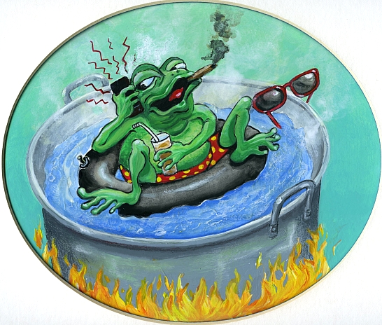 Boil the Frog Slowly radio show, Logo 1, © Mardel Sanzotta