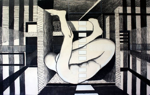 drawing on beige paper 125x215 cm, © Tom van Campenhout