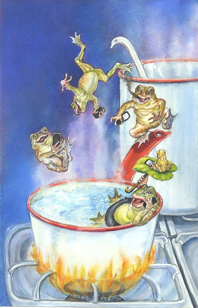 Boil the Frog Slowly radio show - Logo 2, © Mardel Sanzotta)